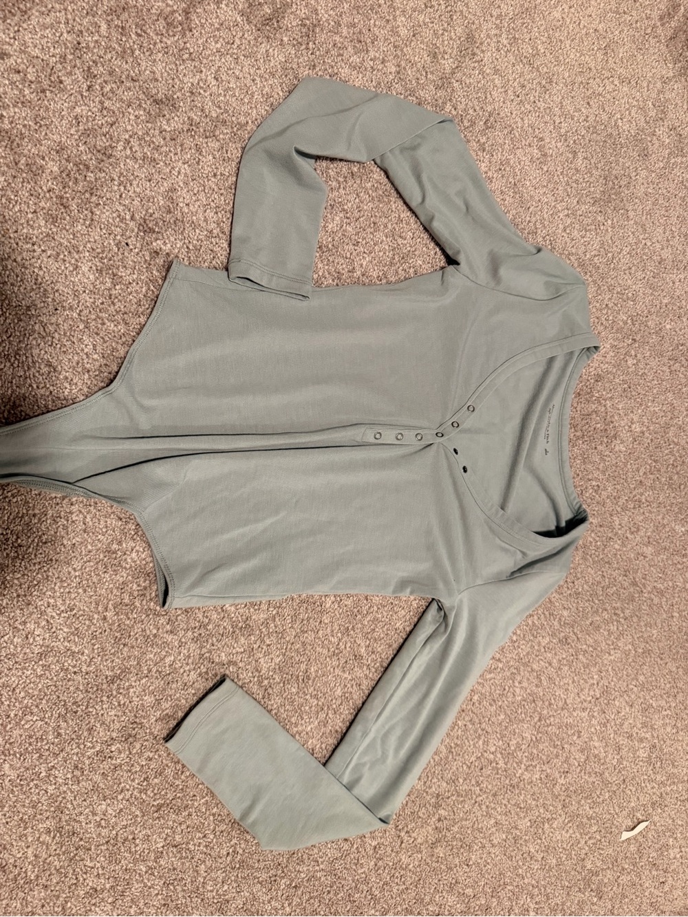 Abercrombie & Fitch Long Sleeve Snap Bodysuit in Sage